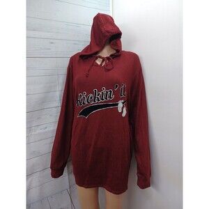 Feathers Maternity Hoodie Sweatshirt Size 2X Kicking It Red Burgundy NWT